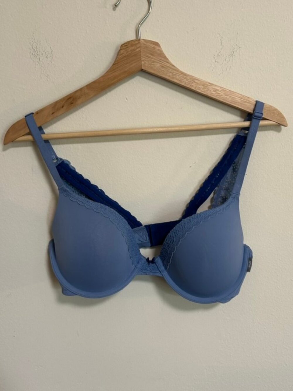 Aerie Dusty Blue Lace w/ Bow Two-Tone Underwire Lightly Padded Sz 36C EUC